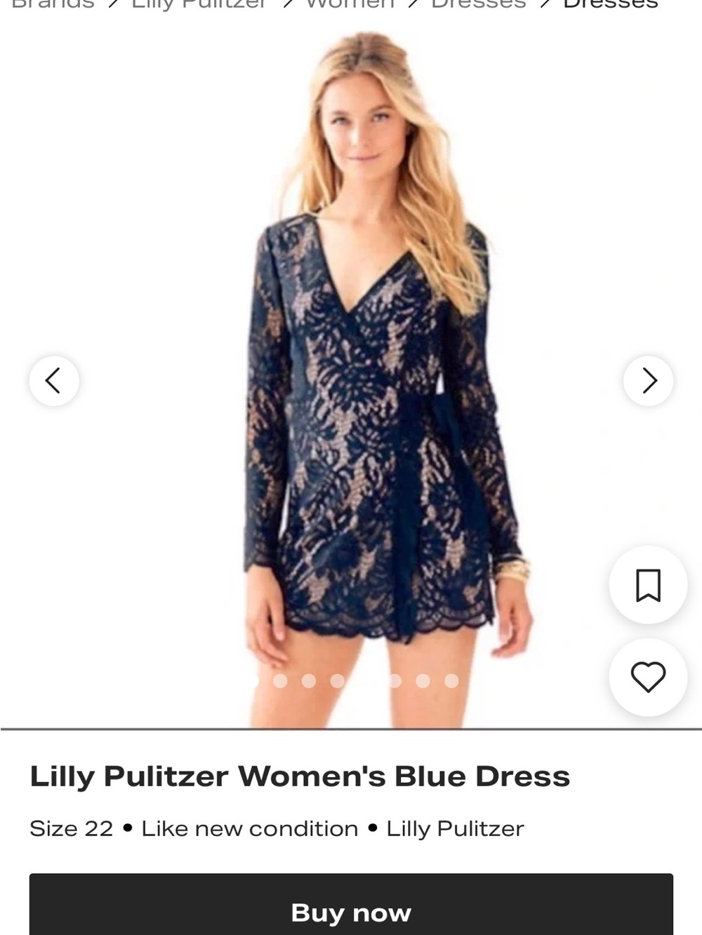 Lilly Pulitzer Tiki Wrap Romper size medium Navy Blue Lace - Picture 5 of 6